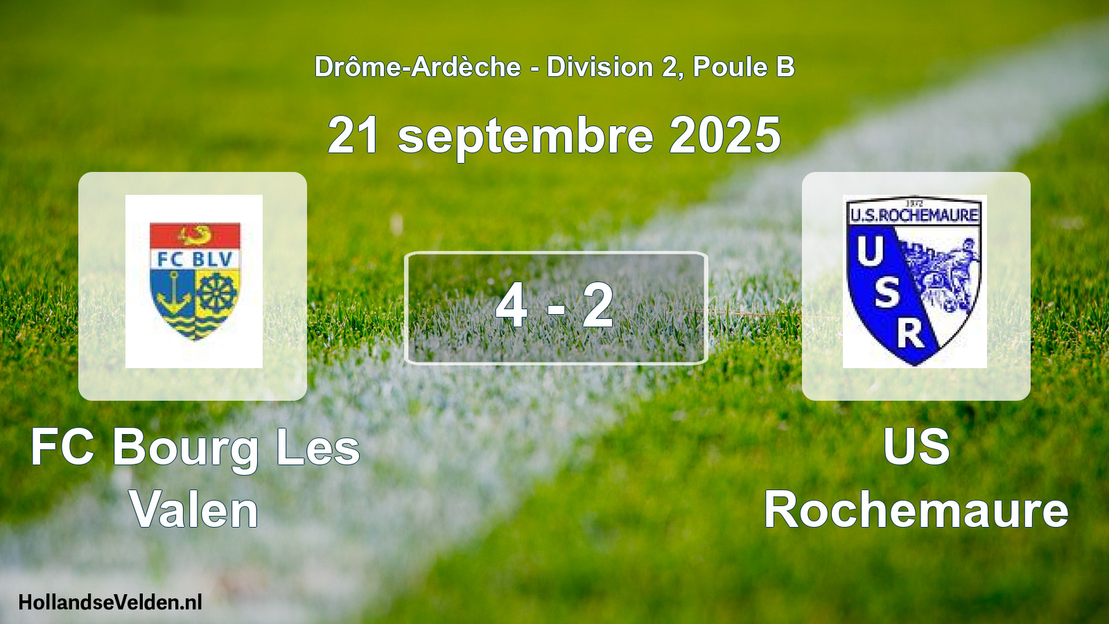 Gespeelde wedstrijd: FC Bourg Les Valen - US Rochemaure 4 - 2 (21 september 2025)