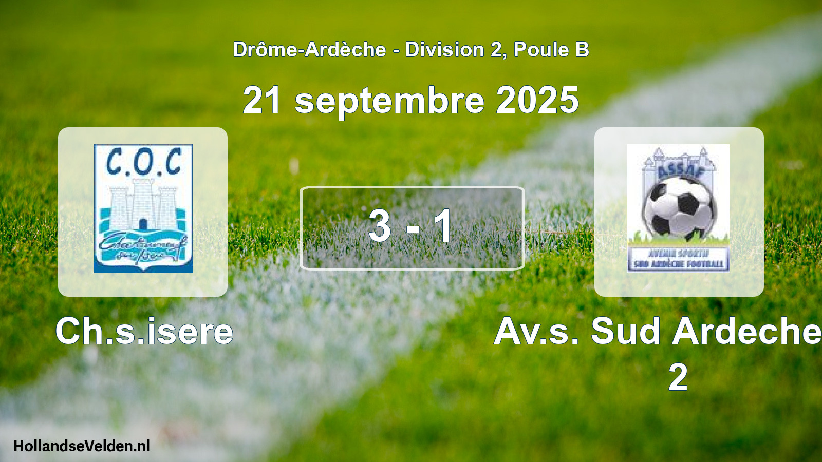 Gespeelde wedstrijd: Ch.s.isere - Av.s. Sud Ardeche F. 2 3 - 1 (21 september 2025)