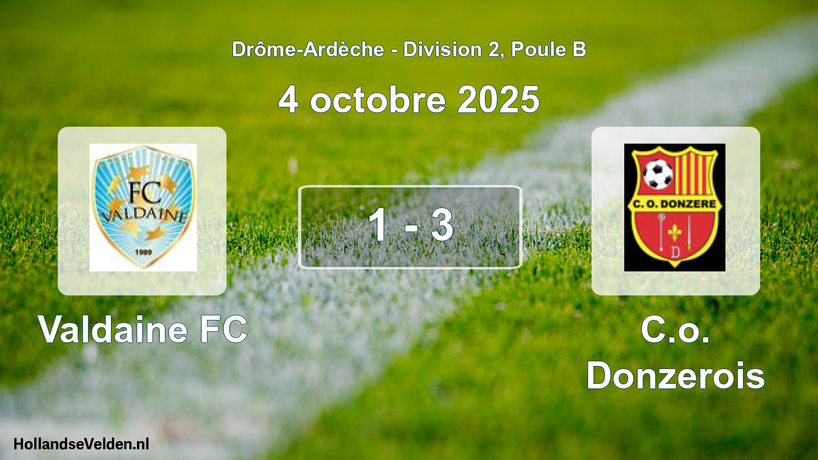 Gespeelde wedstrijd: Valdaine FC - C.o. Donzerois 1 - 3 (4 oktober 2025)