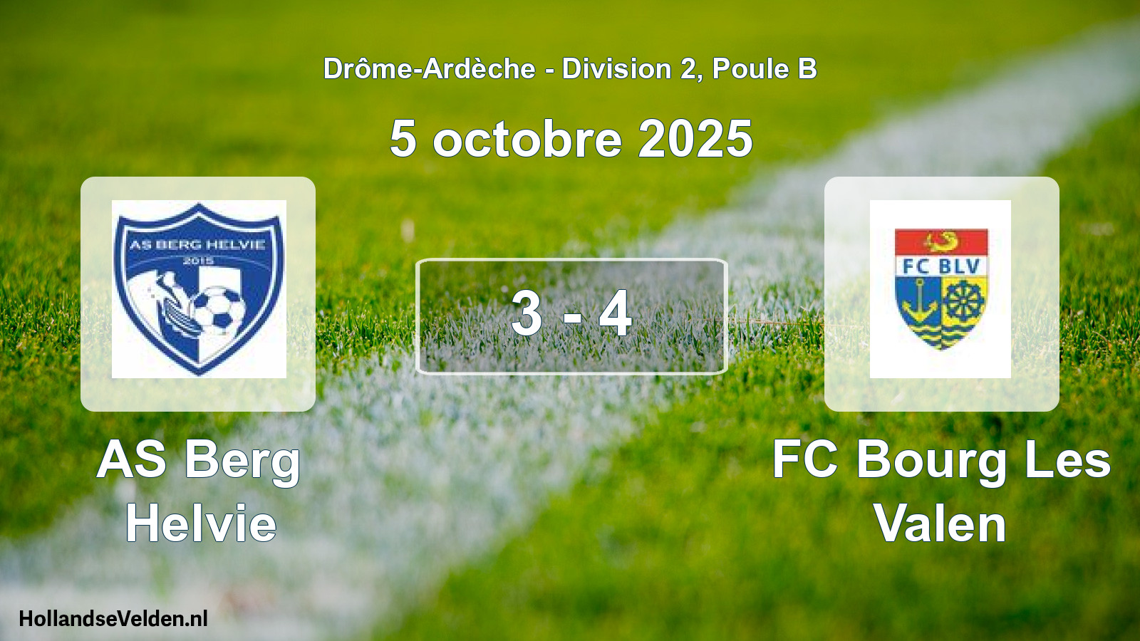 Gespeelde wedstrijd: AS Berg Helvie - FC Bourg Les Valen 3 - 4 (5 oktober 2025)