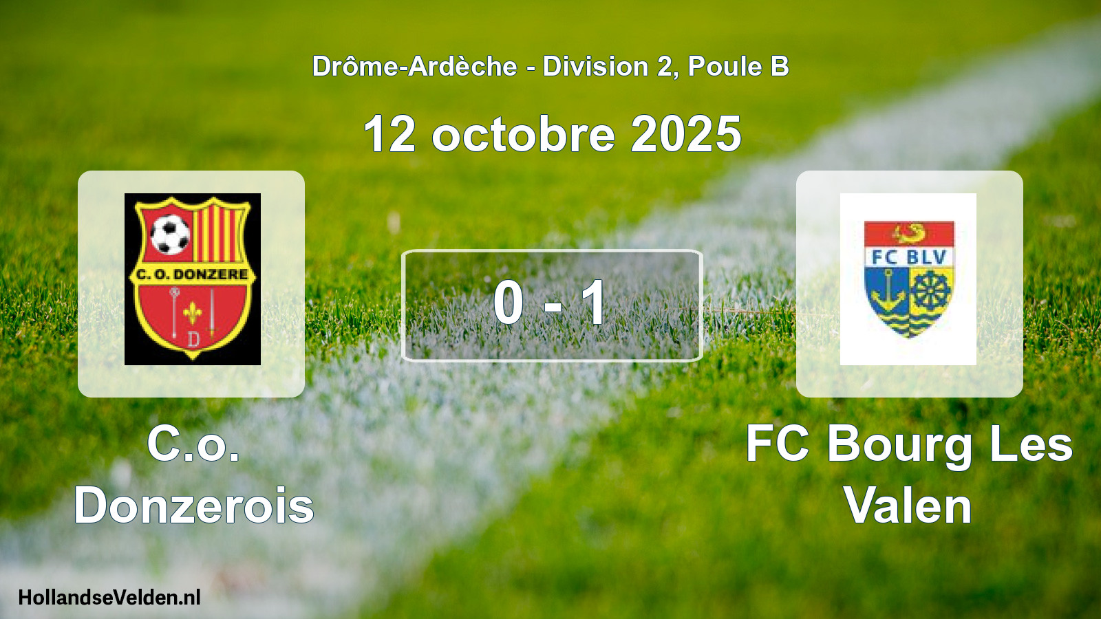 Match joué: C.o. Donzerois - FC Bourg Les Valen 0 - 1 (12 octobre 2025)