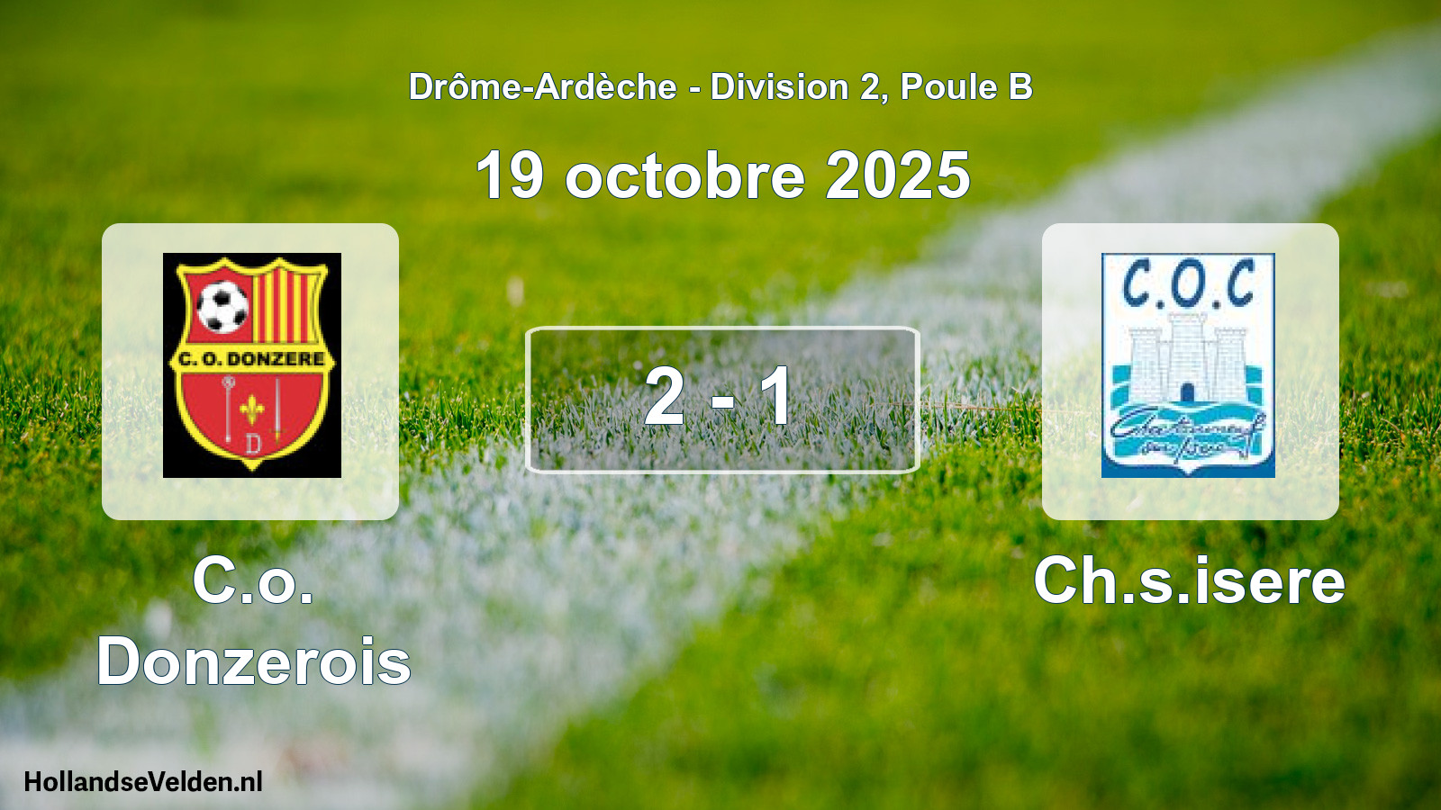 Gespeelde wedstrijd: C.o. Donzerois - Ch.s.isere 2 - 1 (19 oktober 2025)