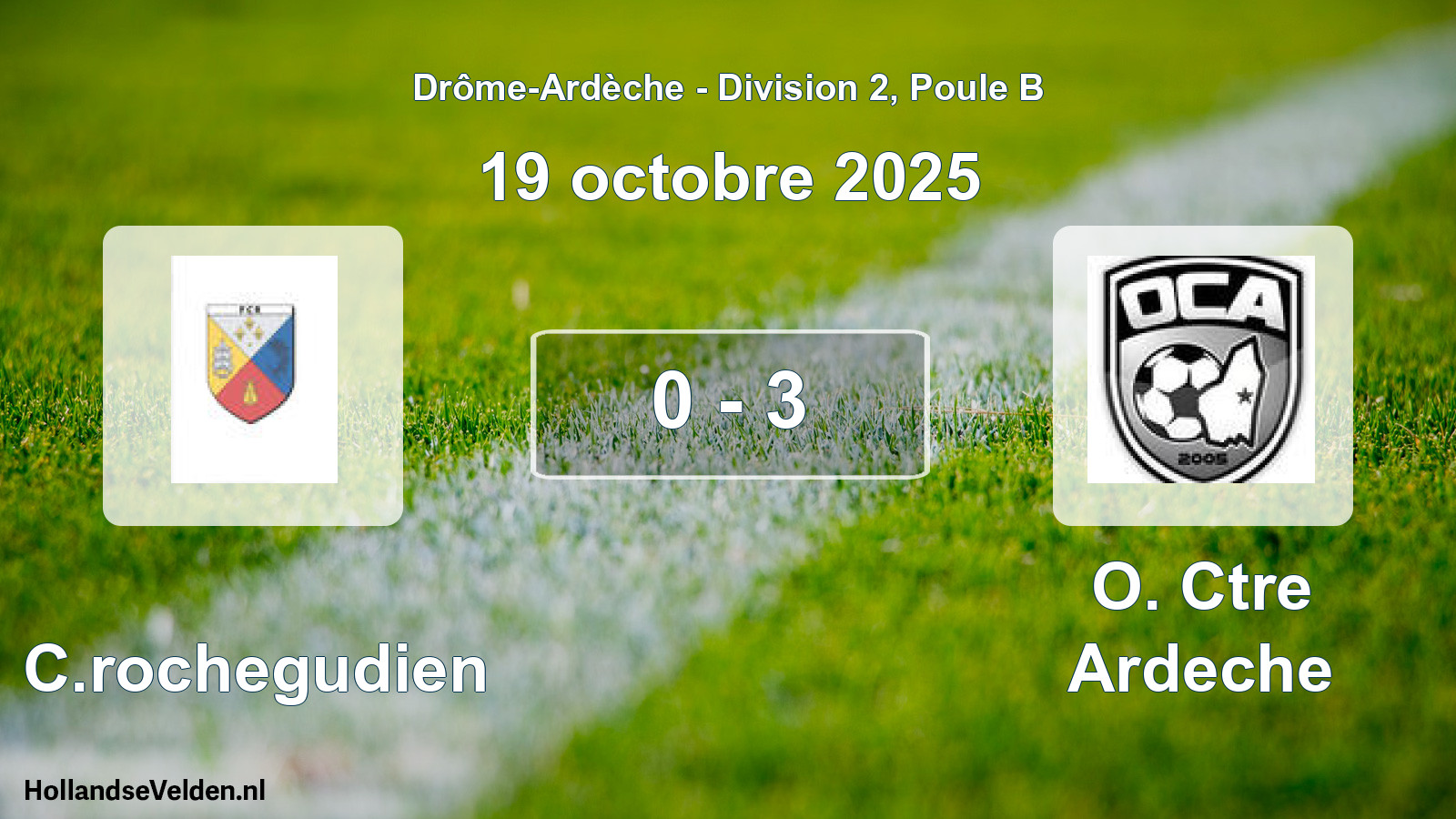 Gespeelde wedstrijd: FC.rochegudien - O. Ctre Ardeche 0 - 3 (19 oktober 2025)