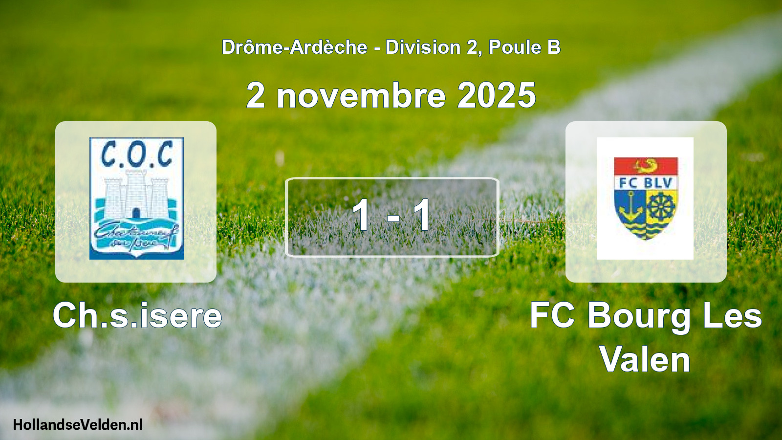 Gespeelde wedstrijd: Ch.s.isere - FC Bourg Les Valen 1 - 1 (2 november 2025)
