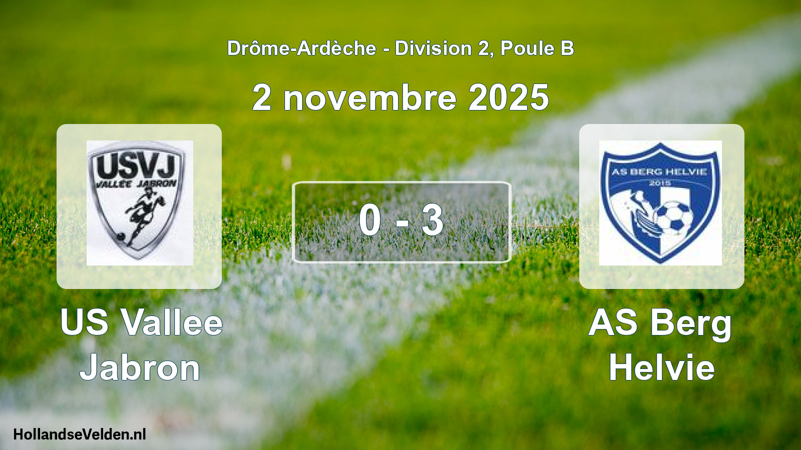 Gespeelde wedstrijd: US Vallee Jabron - AS Berg Helvie 0 - 3 (2 november 2025)