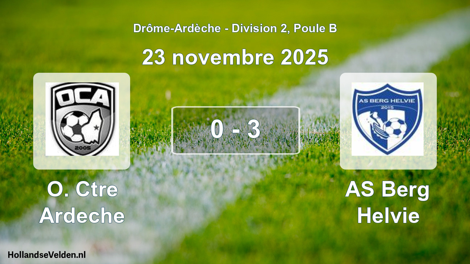 Gespeelde wedstrijd: O. Ctre Ardeche - AS Berg Helvie 0 - 3 (23 november 2025)