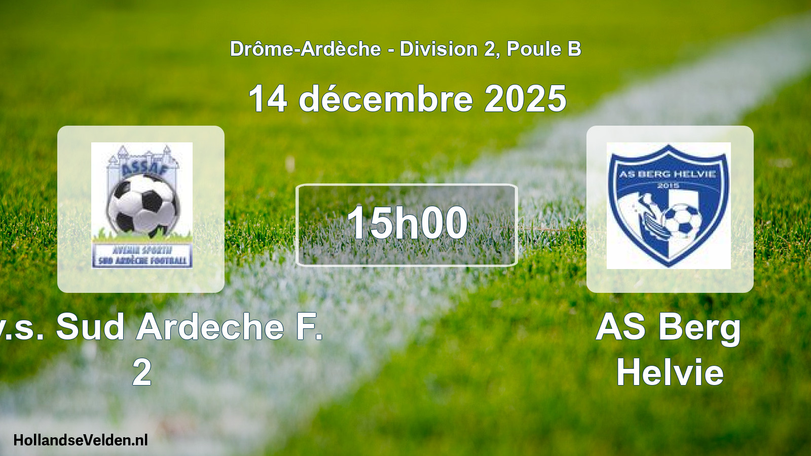 Geplande wedstrijd: Av.s. Sud Ardeche F. 2 - AS Berg Helvie (14 december 2025)