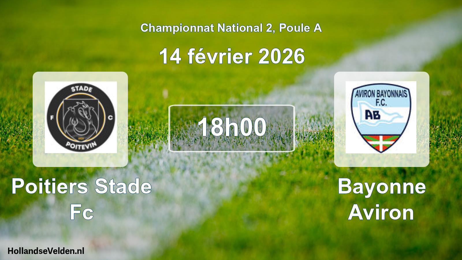 Geplande wedstrijd: Poitiers Stade Fc - Bayonne Aviron (14 février 2026)