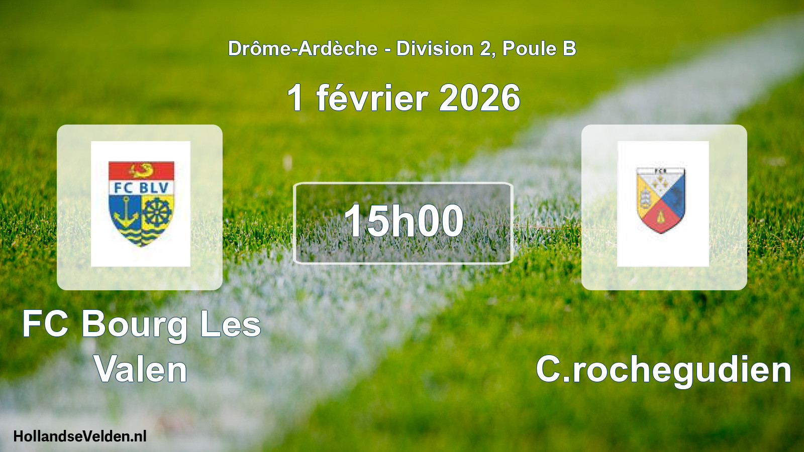 Match programmé: FC Bourg Les Valen - FC.rochegudien (1 février 2026)