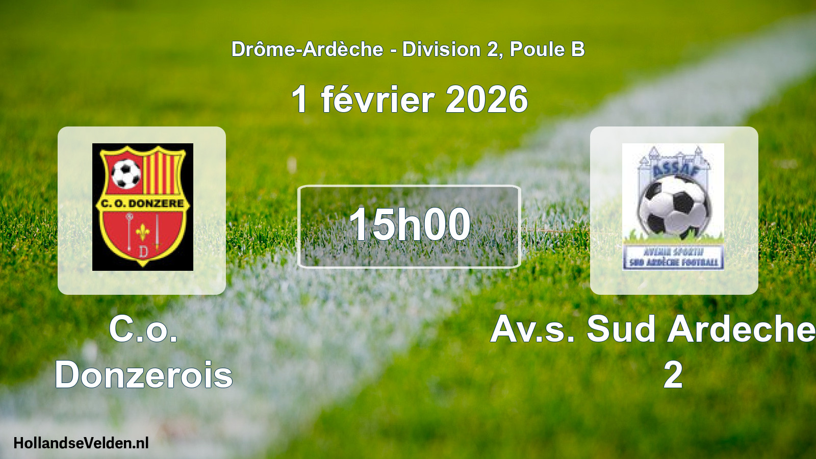 Geplande wedstrijd: C.o. Donzerois - Av.s. Sud Ardeche F. 2 (1 februari 2026)