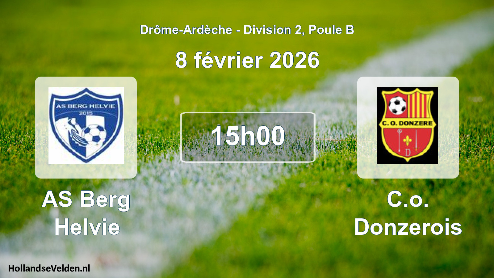 Geplande wedstrijd: AS Berg Helvie - C.o. Donzerois (8 februari 2026)