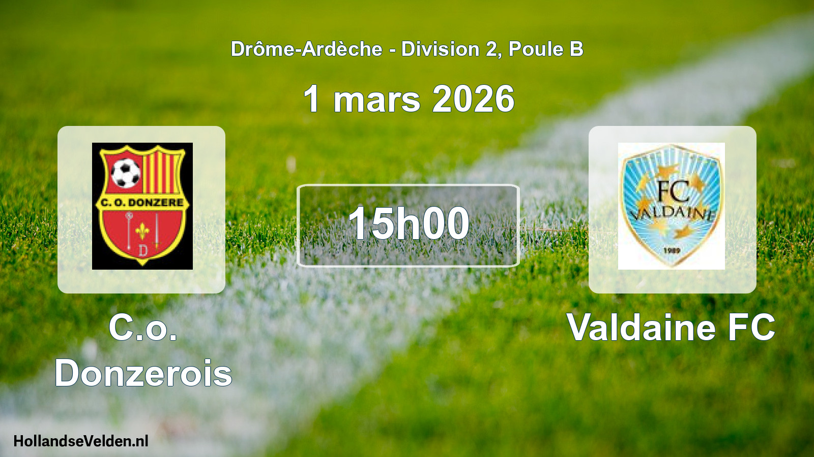 Geplande wedstrijd: C.o. Donzerois - Valdaine FC (1 maart 2026)