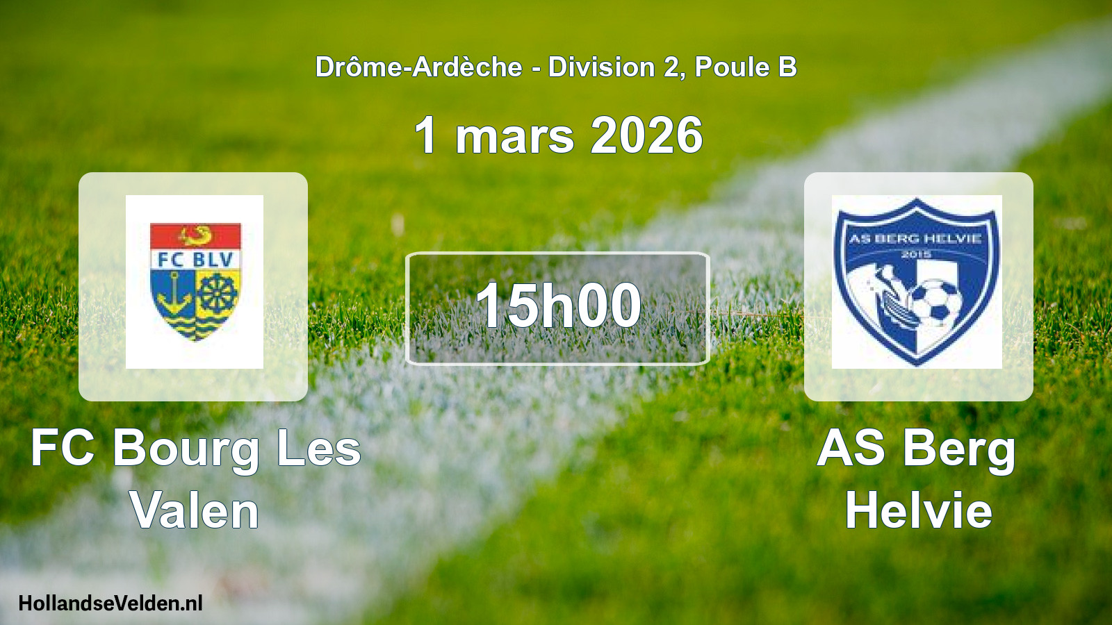 Geplande wedstrijd: FC Bourg Les Valen - AS Berg Helvie (1 maart 2026)