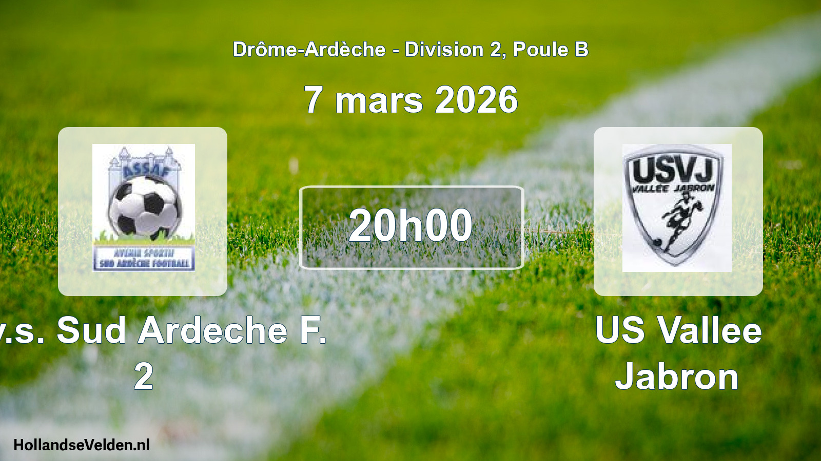 Geplande wedstrijd: Av.s. Sud Ardeche F. 2 - US Vallee Jabron (7 maart 2026)
