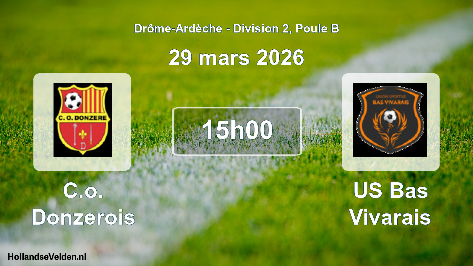 Geplande wedstrijd: C.o. Donzerois - US Bas Vivarais (29 maart 2026)