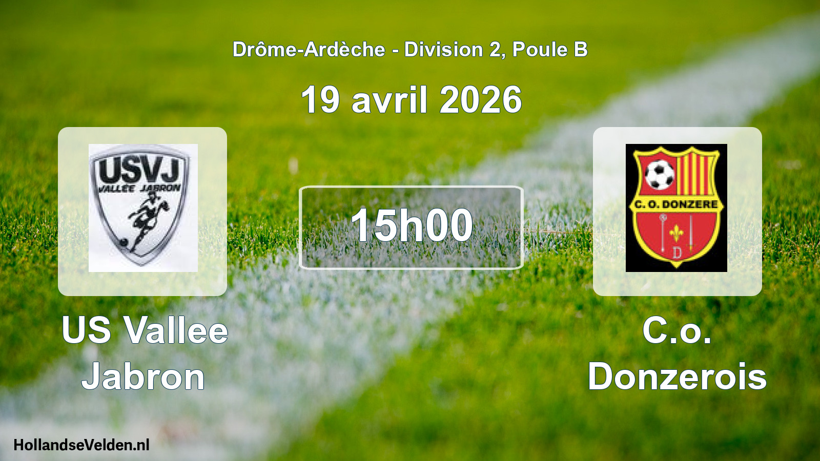 Geplande wedstrijd: US Vallee Jabron - C.o. Donzerois (19 april 2026)