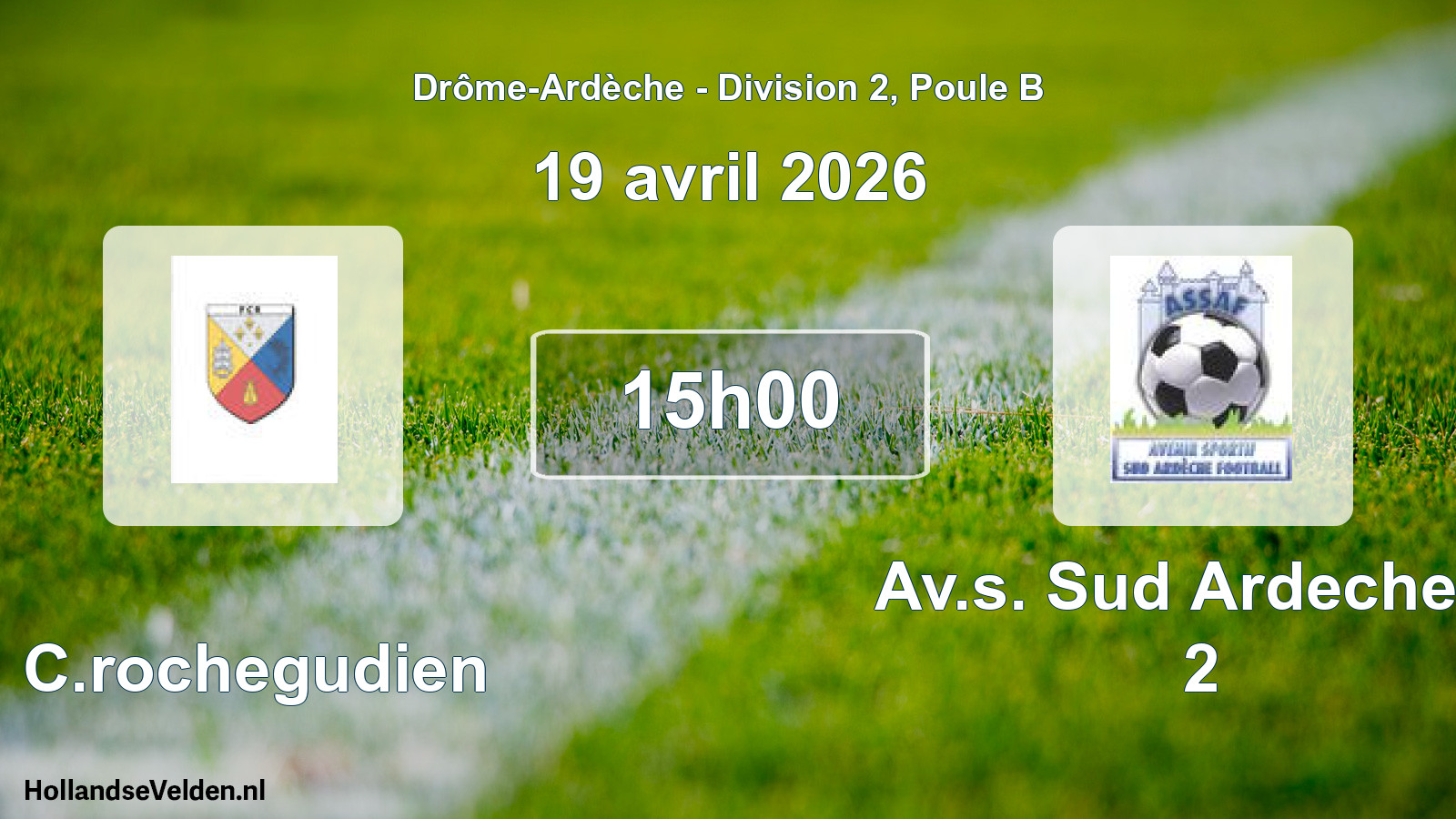 Geplande wedstrijd: FC.rochegudien - Av.s. Sud Ardeche F. 2 (19 april 2026)