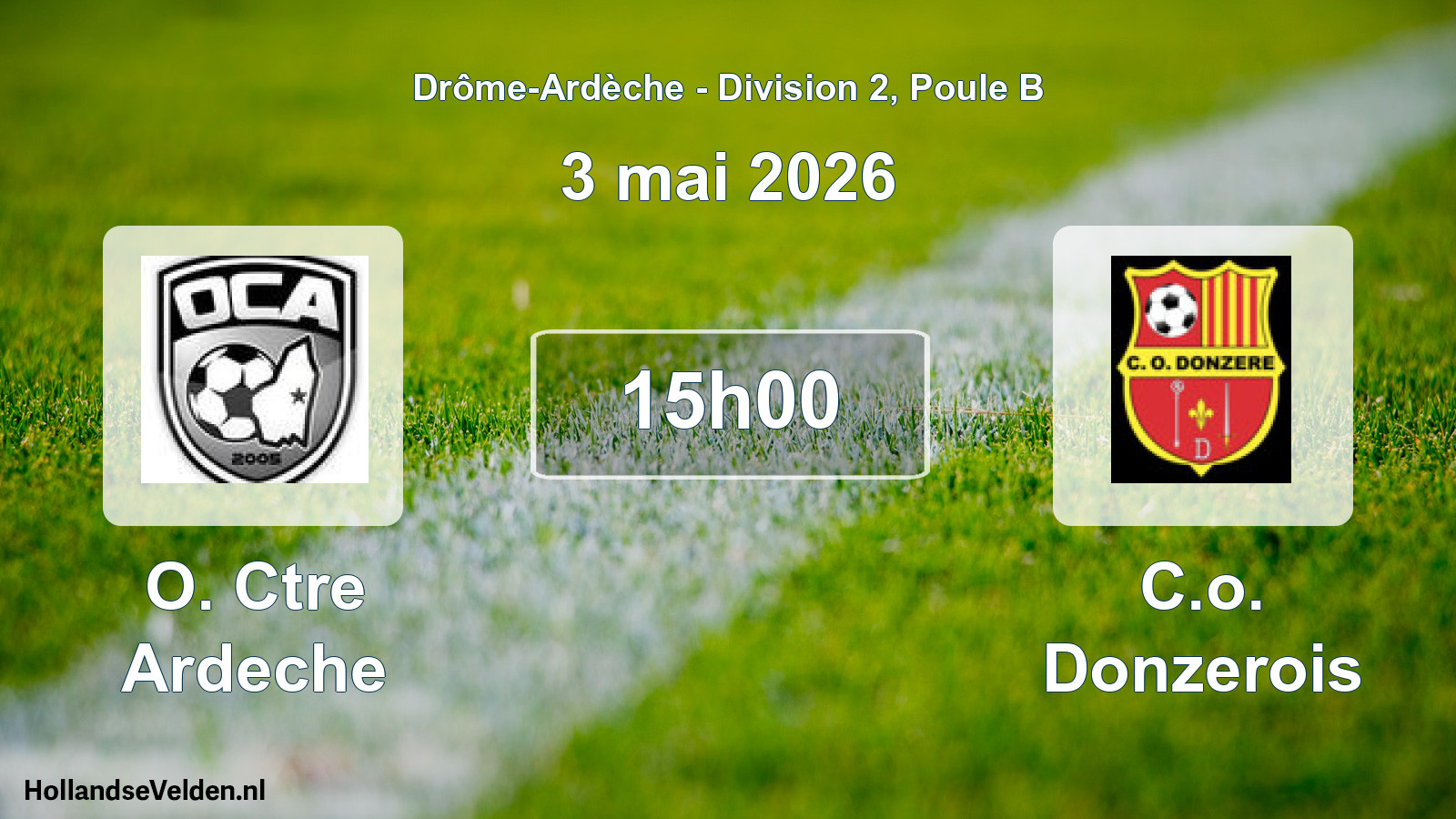 Geplande wedstrijd: O. Ctre Ardeche - C.o. Donzerois (3 mei 2026)