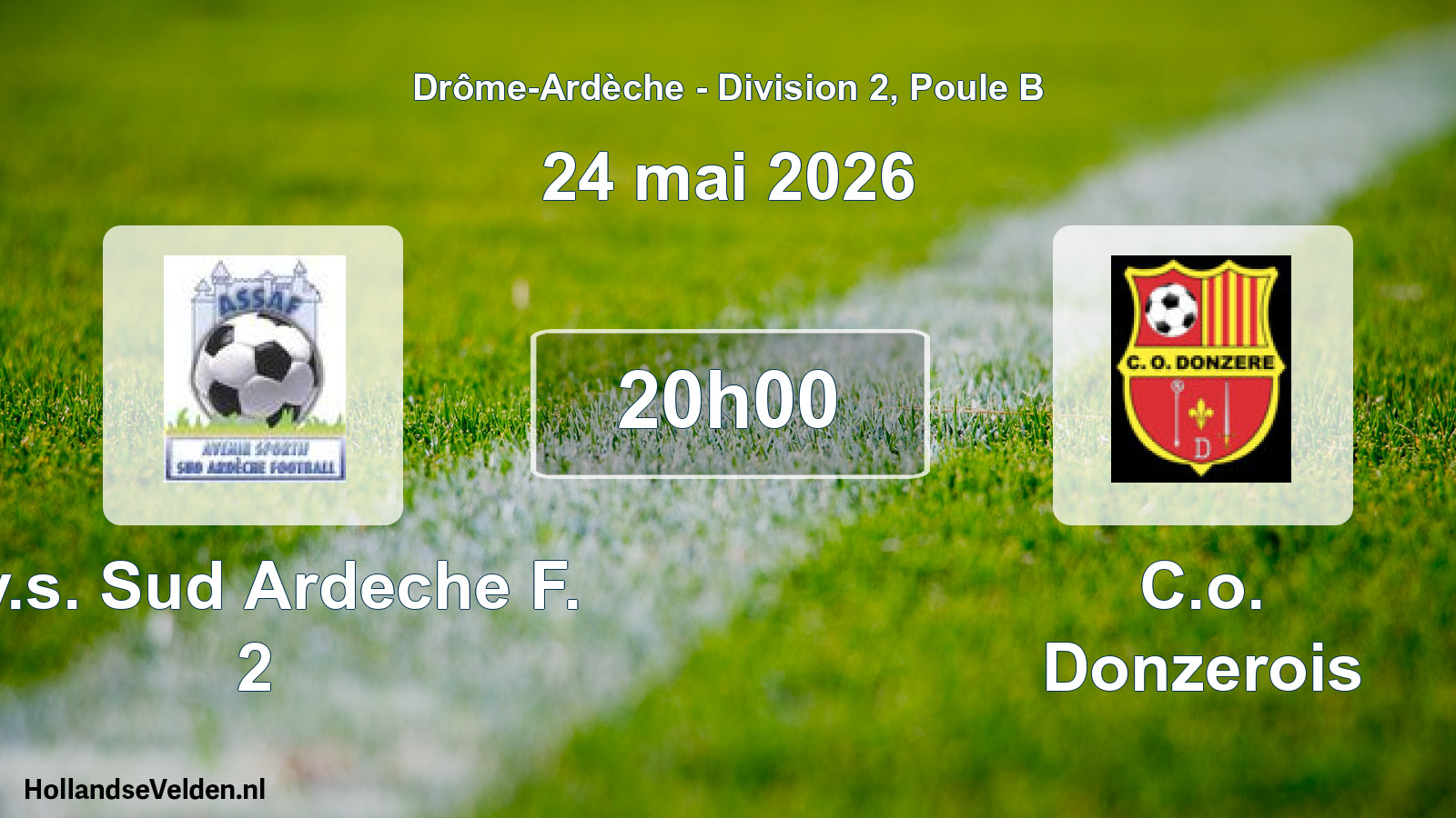 Geplande wedstrijd: Av.s. Sud Ardeche F. 2 - C.o. Donzerois (24 mei 2026)