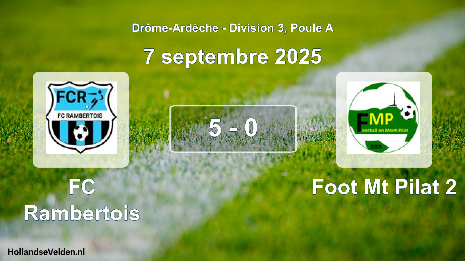 Gespeelde wedstrijd: FC Rambertois - Foot Mt Pilat 2 5 - 0 (7 september 2025)