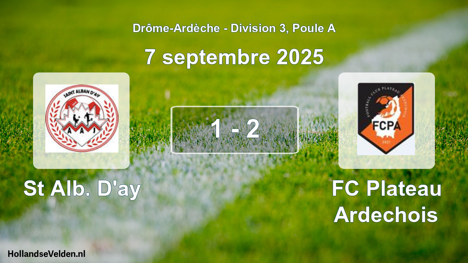 Gespeelde wedstrijd: St Alb. D'ay - FC Plateau Ardechois 1 - 2 (7 september 2025)