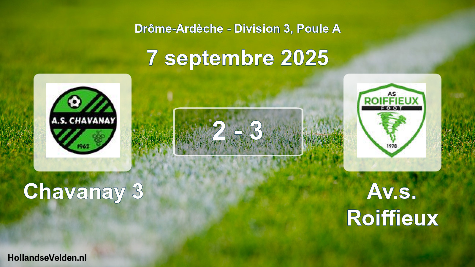 Gespeelde wedstrijd: Chavanay 3 - Av.s. Roiffieux 2 - 3 (7 september 2025)