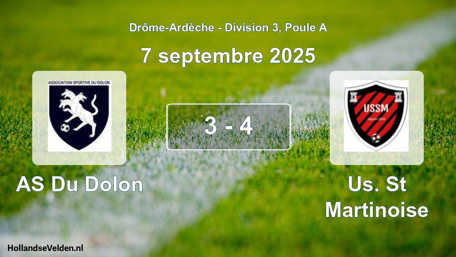 Gespeelde wedstrijd: AS Du Dolon - Us. St Martinoise 3 - 4 (7 september 2025)
