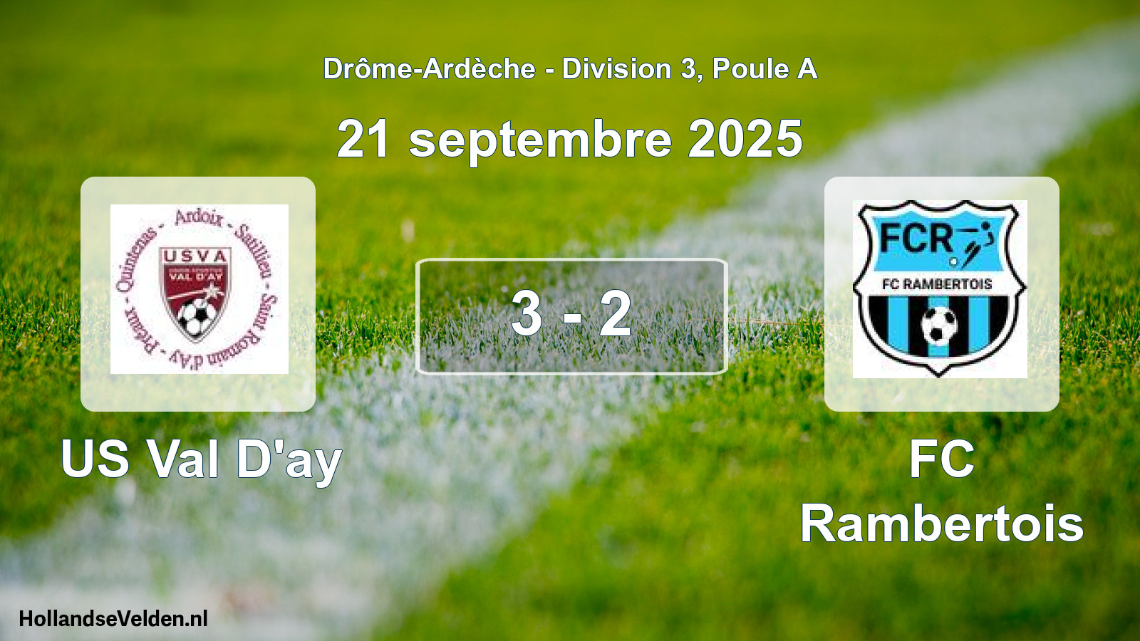 Gespeelde wedstrijd: US Val D'ay - FC Rambertois 3 - 2 (21 september 2025)