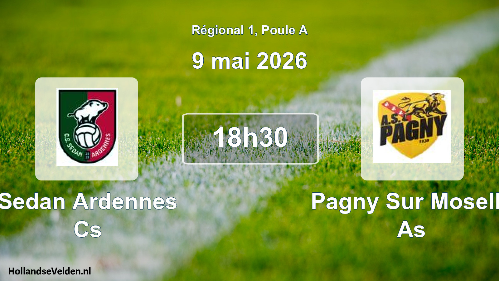 Geplande wedstrijd: Sedan Ardennes Cs - Pagny Sur Moselle As (9 mai 2026)