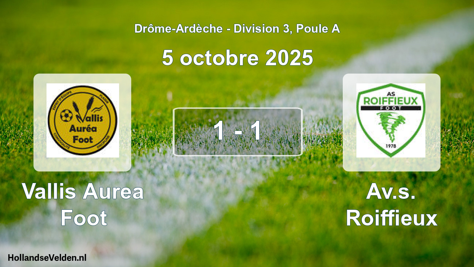 Gespeelde wedstrijd: Vallis Aurea Foot - Av.s. Roiffieux 1 - 1 (5 oktober 2025)