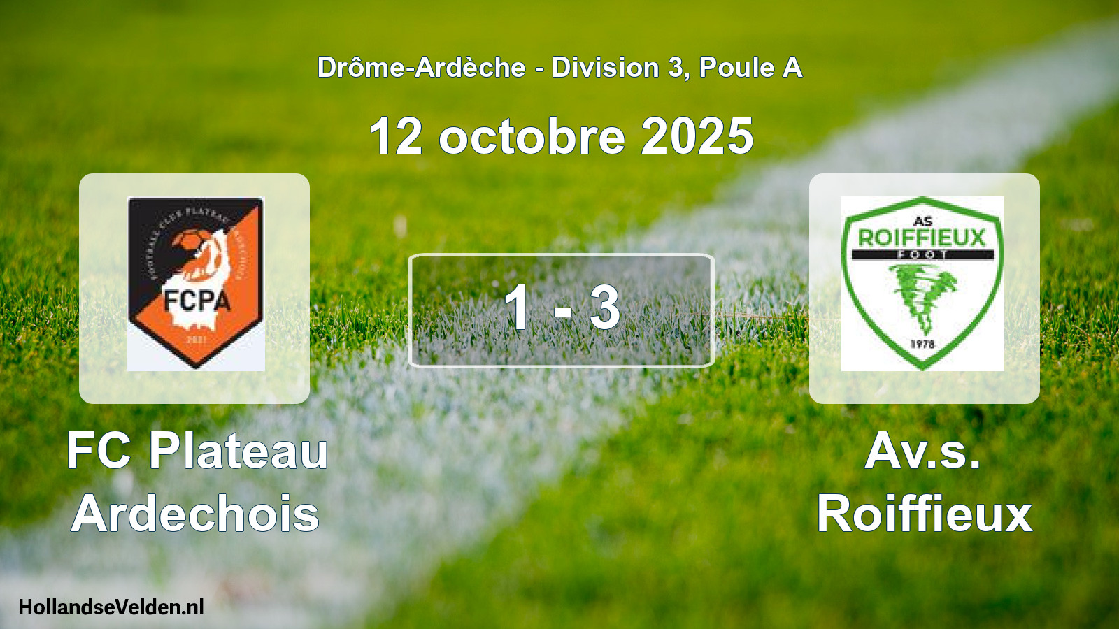 Gespeelde wedstrijd: FC Plateau Ardechois - Av.s. Roiffieux 1 - 3 (12 oktober 2025)