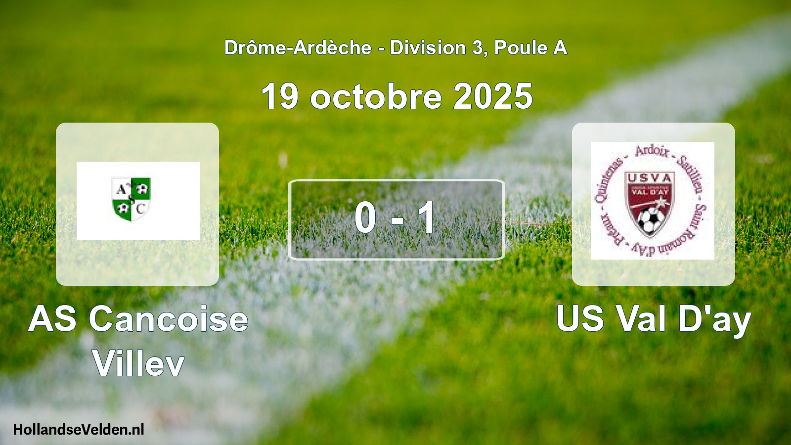 Gespeelde wedstrijd: AS Cancoise Villev - US Val D'ay 0 - 1 (19 oktober 2025)