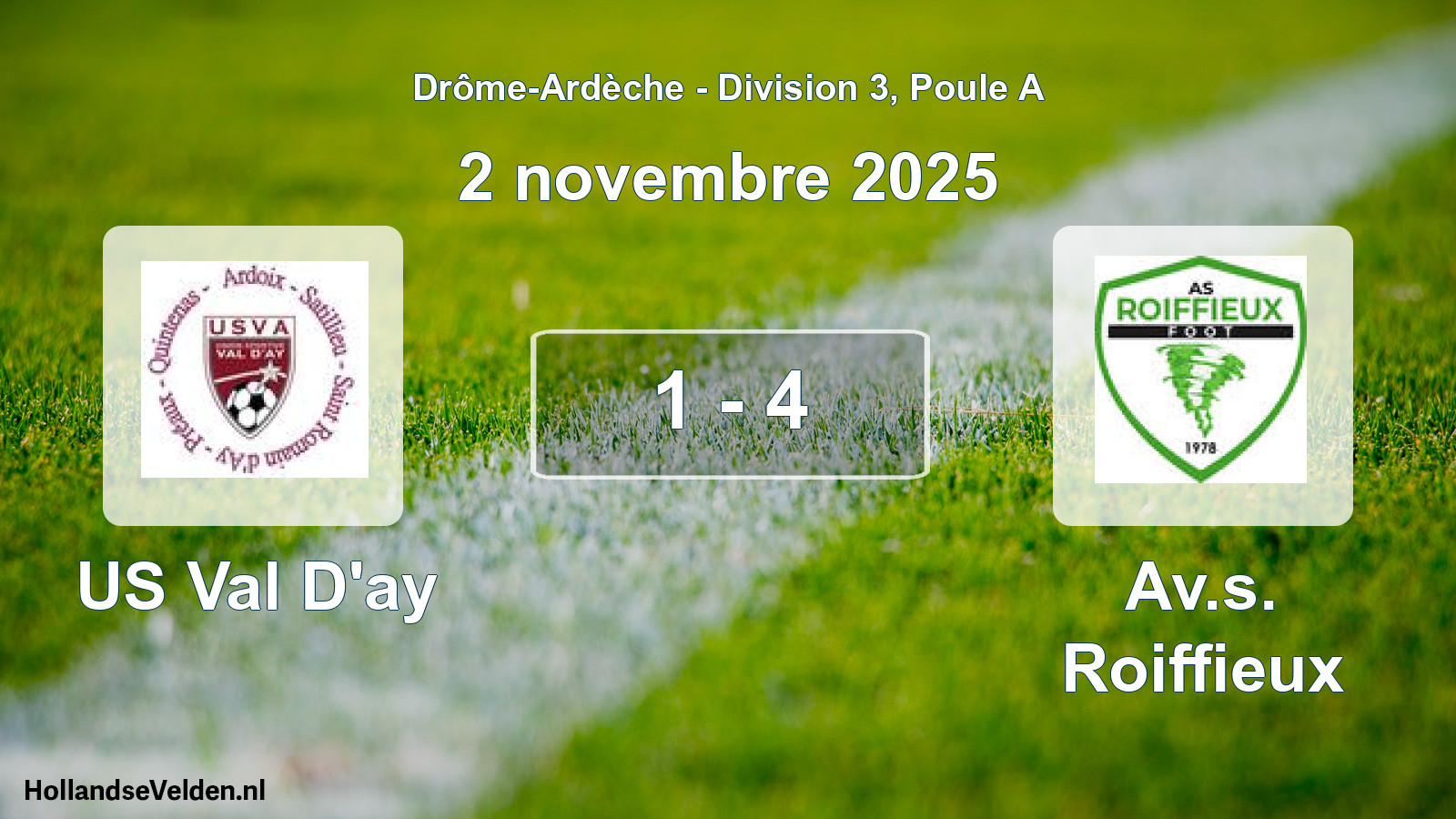 Gespeelde wedstrijd: US Val D'ay - Av.s. Roiffieux 1 - 4 (2 november 2025)