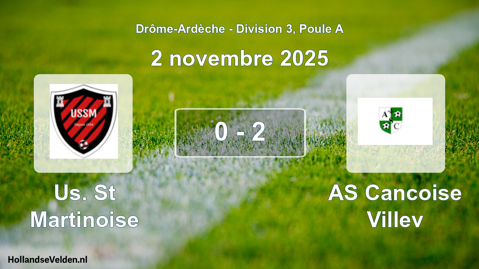 Match joué: Us. St Martinoise - AS Cancoise Villev 0 - 2 (2 novembre 2025)
