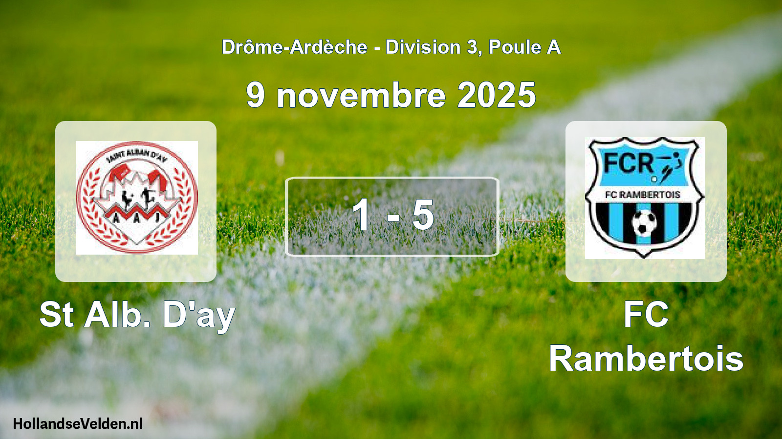 Gespeelde wedstrijd: St Alb. D'ay - FC Rambertois 1 - 5 (9 november 2025)