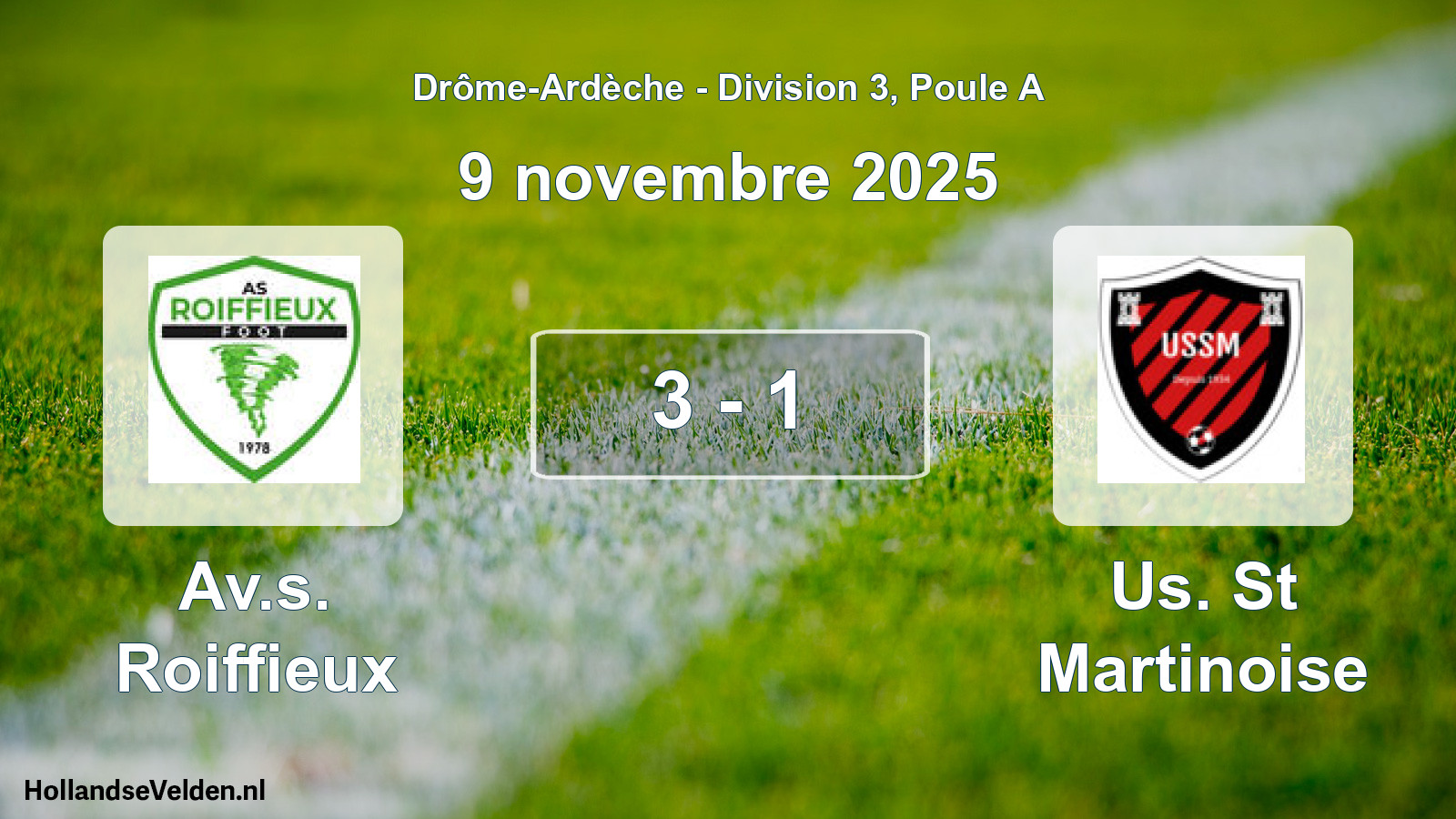 Match joué: Av.s. Roiffieux - Us. St Martinoise 3 - 1 (9 novembre 2025)