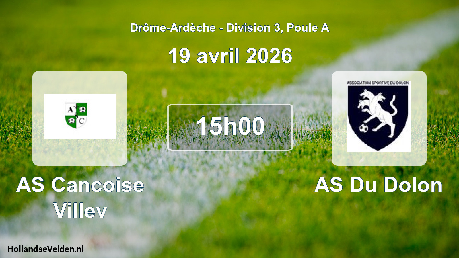Geplande wedstrijd: AS Cancoise Villev - AS Du Dolon (19 april 2026)