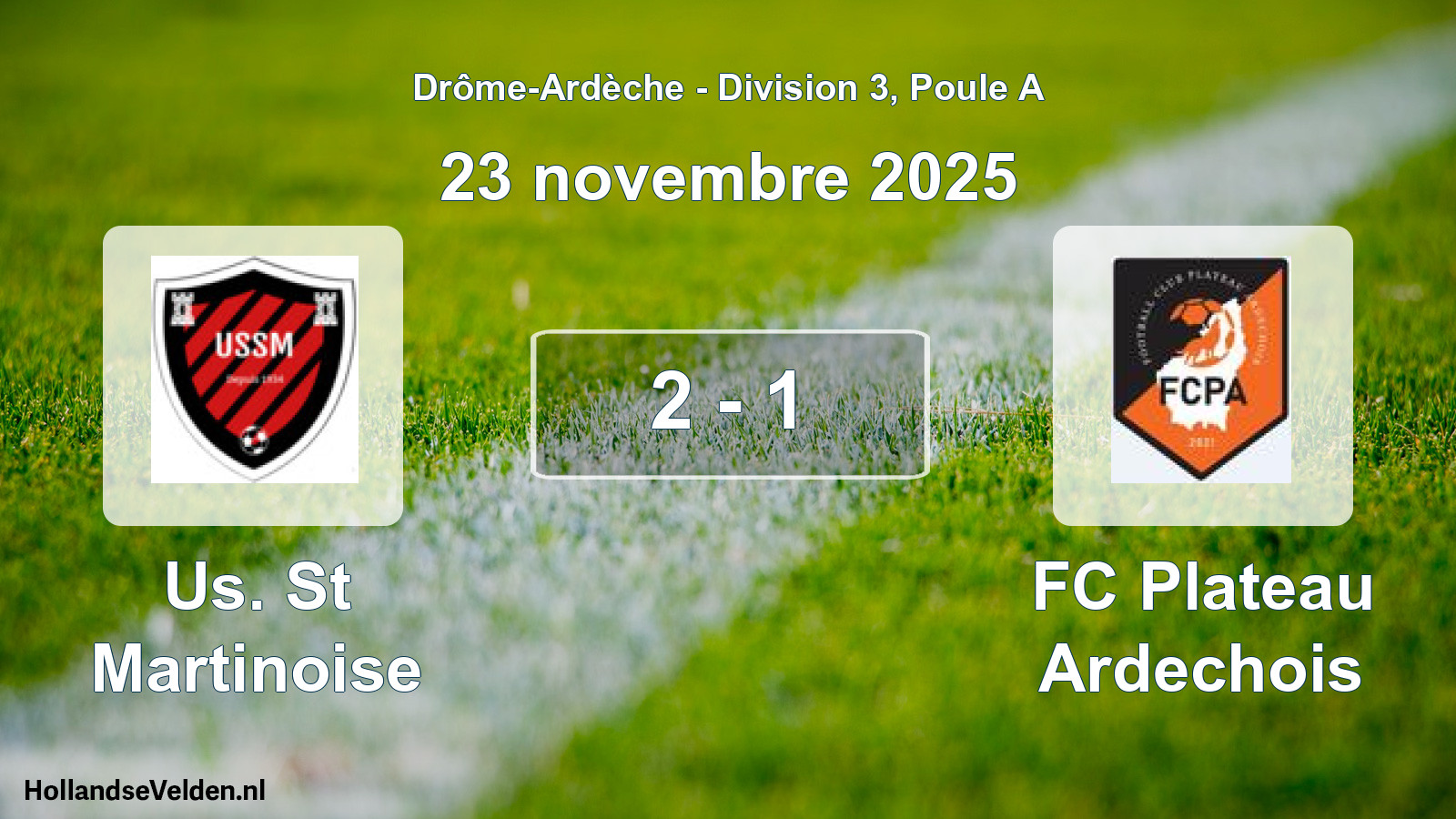 Match joué: Us. St Martinoise - FC Plateau Ardechois 2 - 1 (23 novembre 2025)