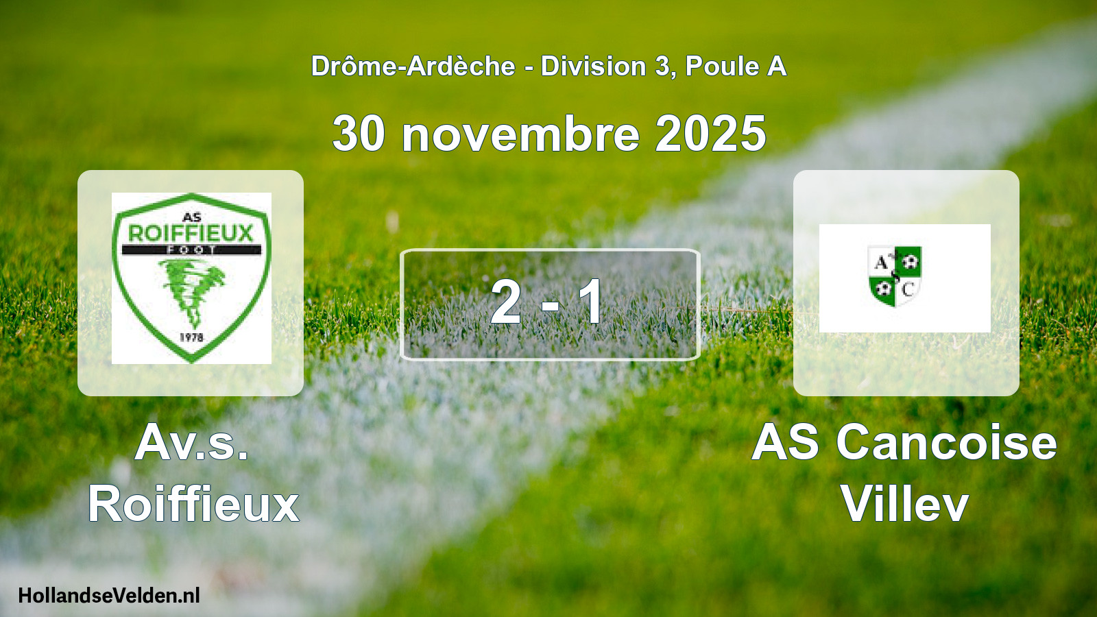 Match joué: Av.s. Roiffieux - AS Cancoise Villev 2 - 1 (30 novembre 2025)