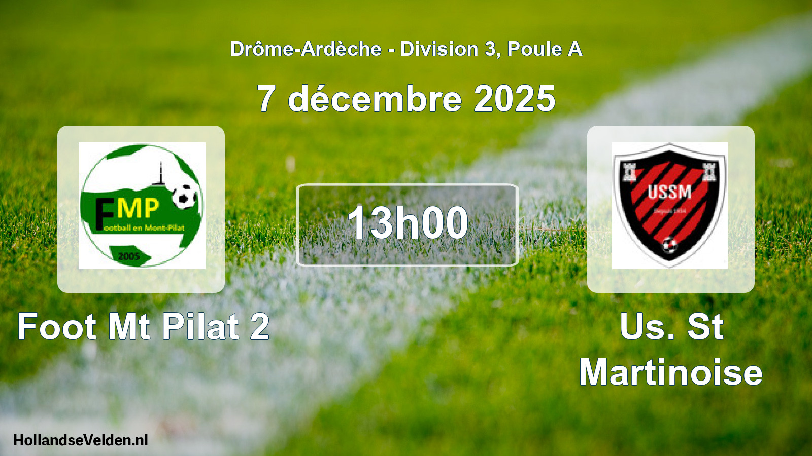 Match programmé: Foot Mt Pilat 2 - Us. St Martinoise (7 décembre 2025)