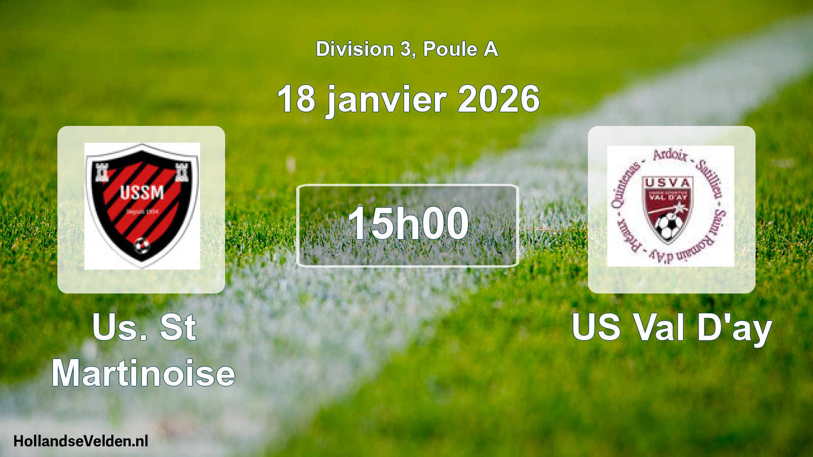 Match programmé: Us. St Martinoise - US Val D'ay (18 janvier 2026)