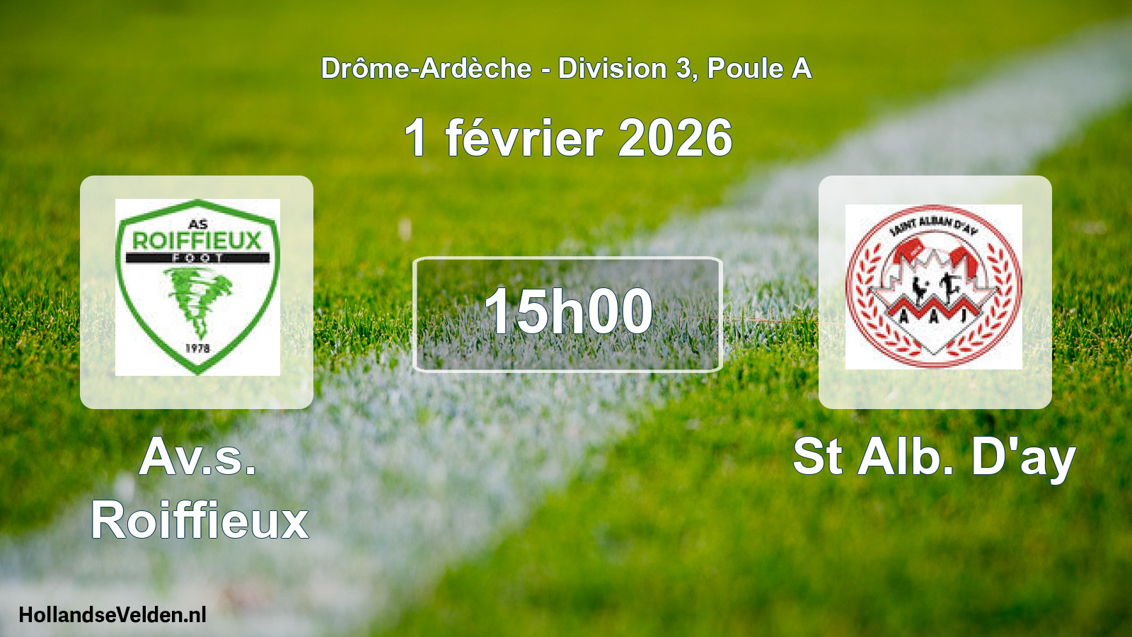 Geplande wedstrijd: Av.s. Roiffieux - St Alb. D'ay (1 februari 2026)