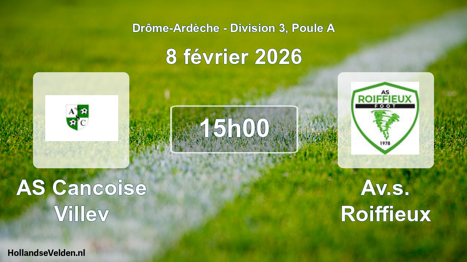Match programmé: AS Cancoise Villev - Av.s. Roiffieux (8 février 2026)