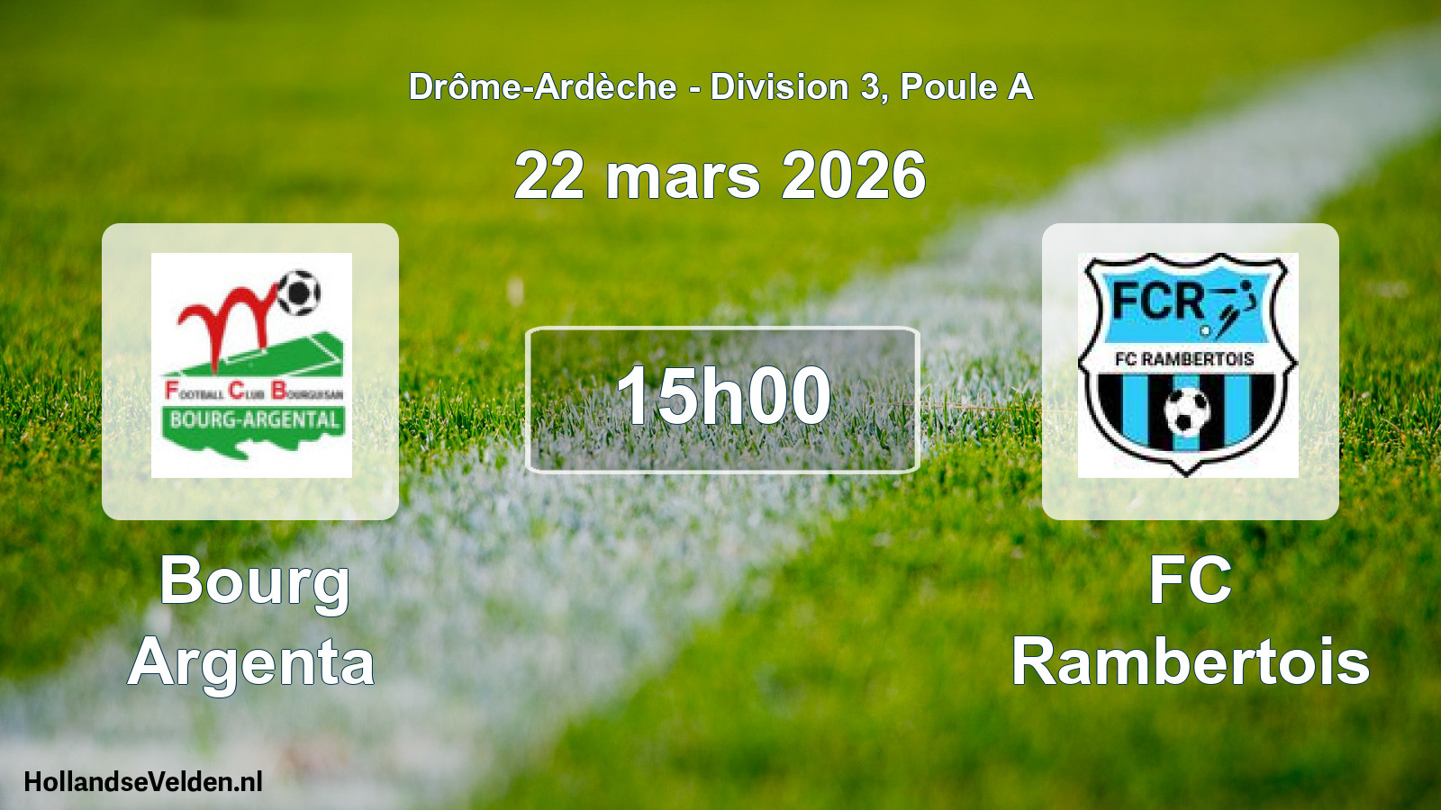 Geplande wedstrijd: Bourg Argenta - FC Rambertois (22 maart 2026)