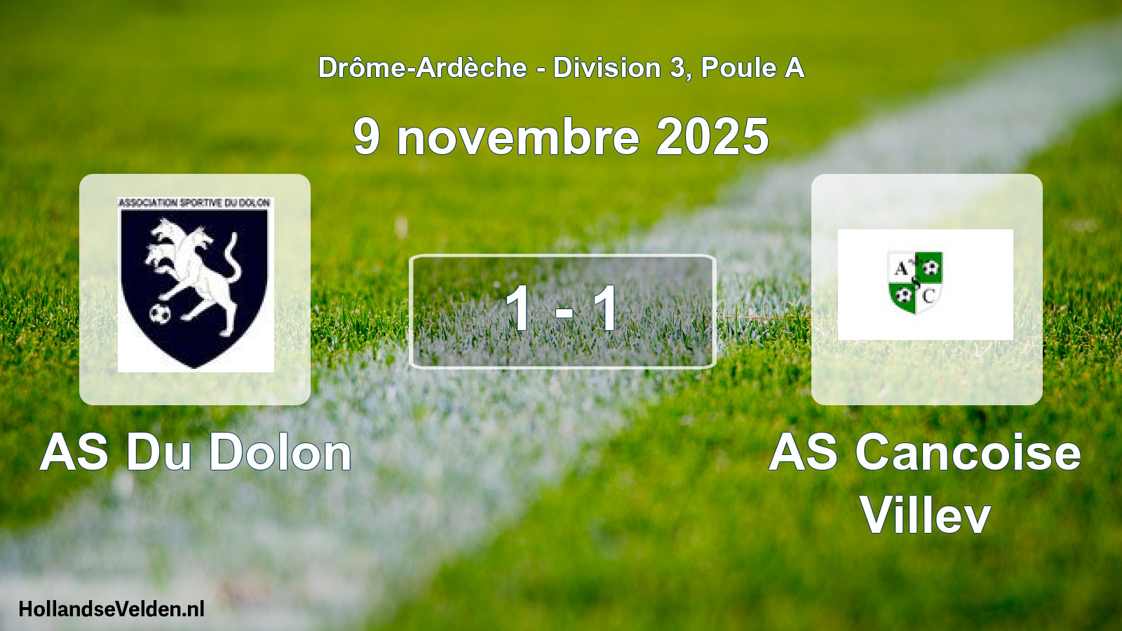 Match joué: AS Du Dolon - AS Cancoise Villev 1 - 1 (9 novembre 2025)