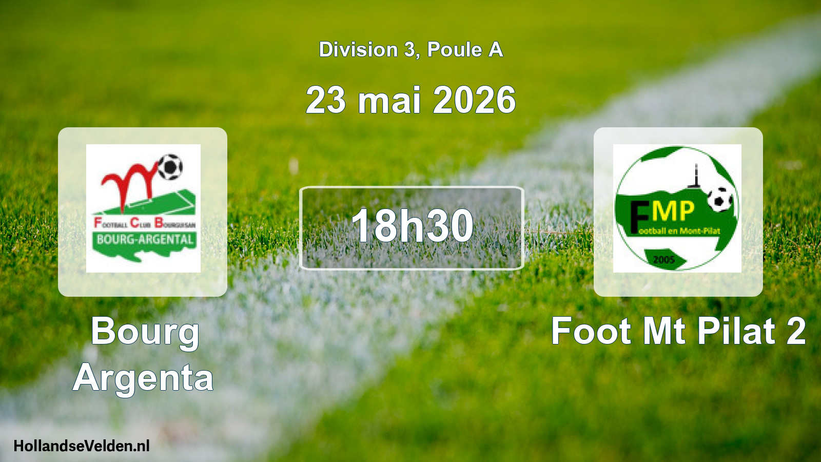 Match programmé: Bourg Argenta - Foot Mt Pilat 2 (23 mai 2026)