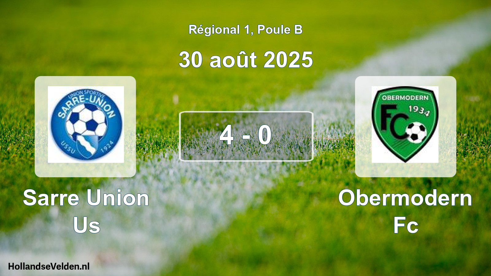Gespeelde wedstrijd: Sarre Union Us - Obermodern Fc 4 - 0 (30 août 2025)