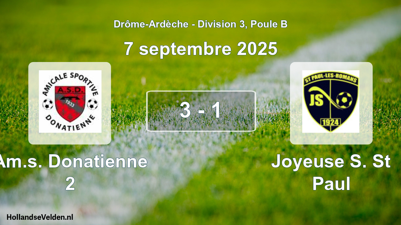 Gespeelde wedstrijd: Am.s. Donatienne 2 - Joyeuse S. St Paul 3 - 1 (7 september 2025)