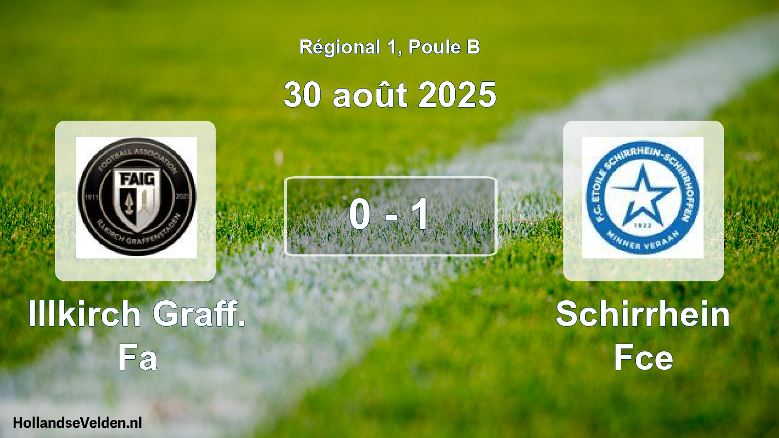Total number of matches played: Illkirch Graff. Fa - Schirrhein Fce 0 - 1 (30 August 2025)