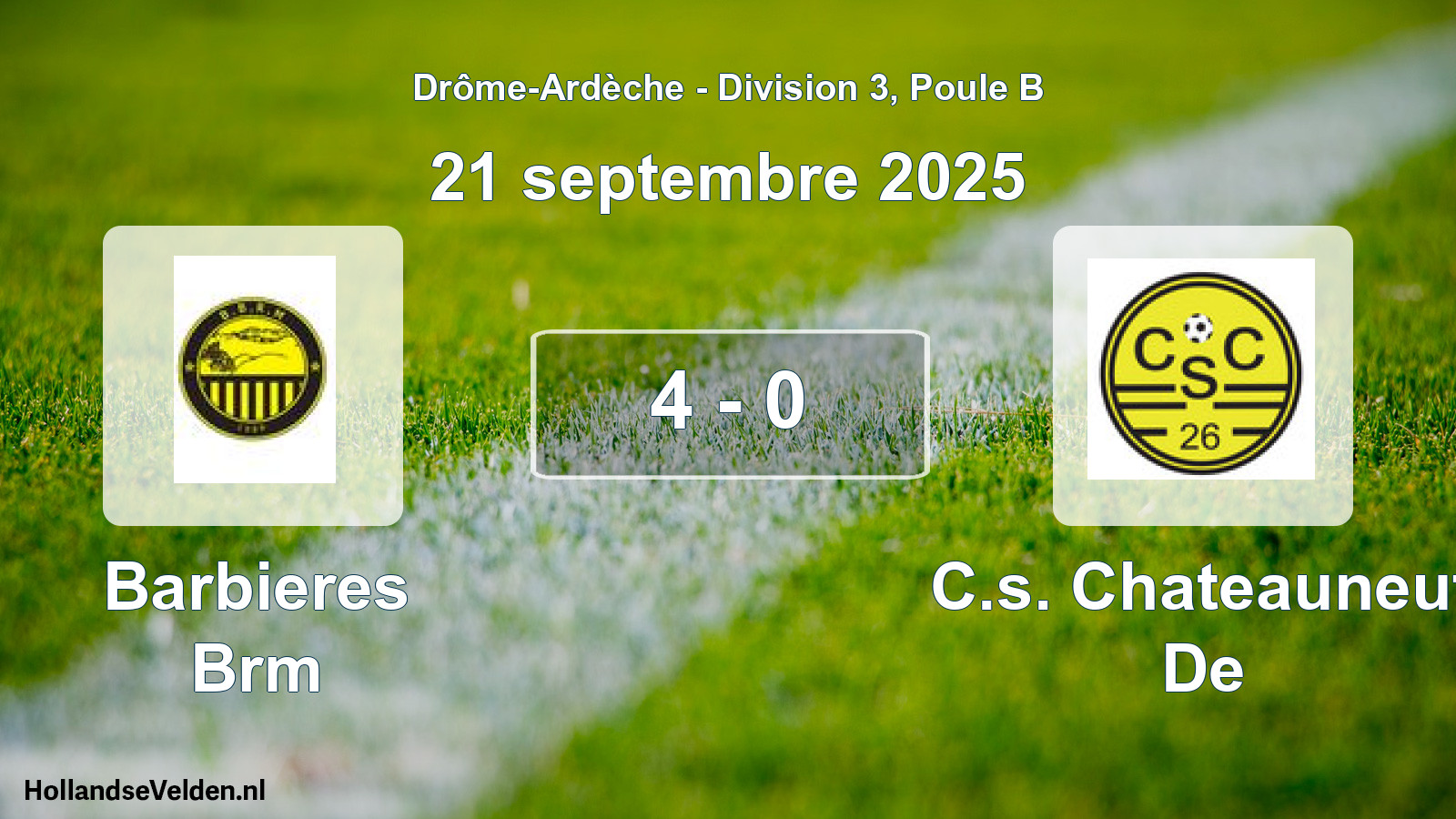 Gespeelde wedstrijd: Barbieres Brm - C.s. Chateauneuf De 4 - 0 (21 september 2025)